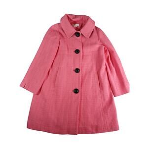 Boden "Vintage Swing Coat" Womens 4 Petite Small Pink Mod Button Cotton Lined